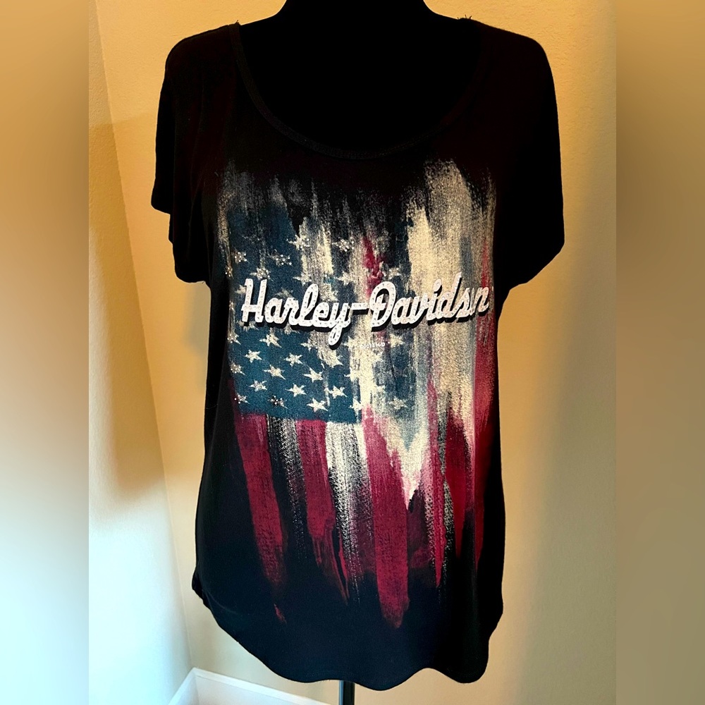 Harley Davidson Tattered Flag short sleeve top